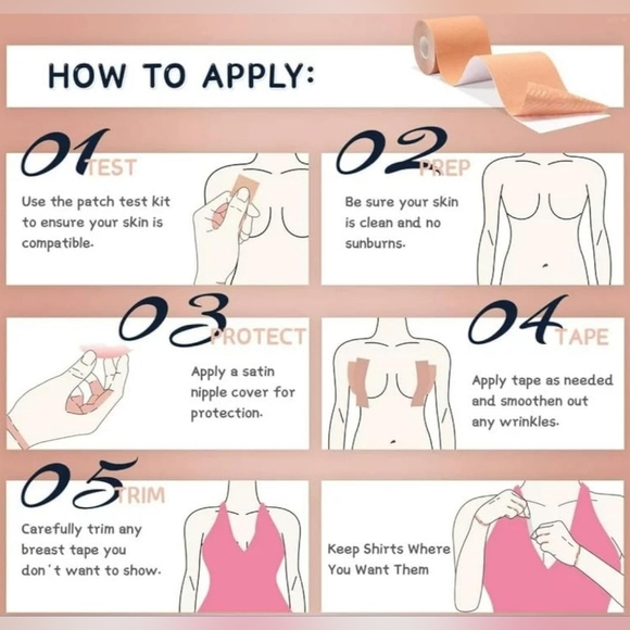 Boob Tape, Boobtape for Breast Lift, Bra Tape for Strapless Dress - Picture 6 of 10